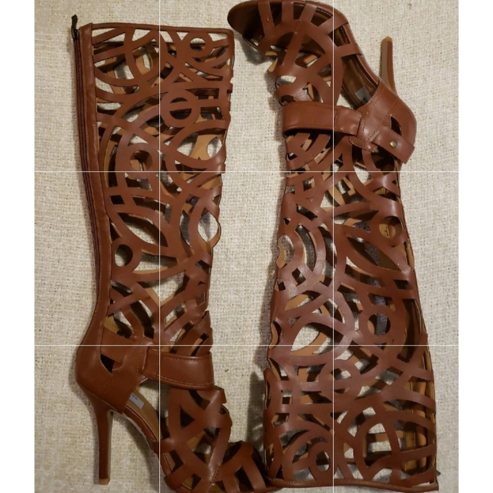 Chelsea & Zoe Tan Cutout Boots